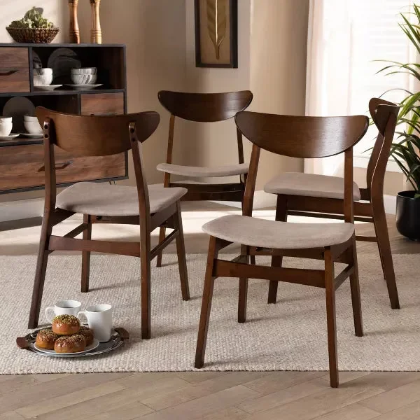 Parlin Light Beige and Walnut Brown Fabric Dining Chair (Set of 4)