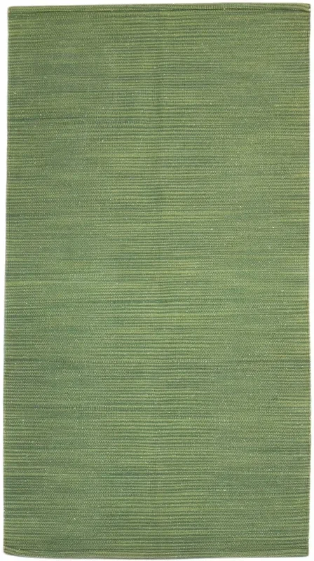 Peggi Green Wool Rug 3′ X 5′ Modern Dhurrie Scandinavian Solid