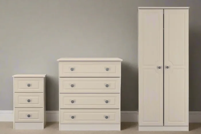 Pembroke Wardrobe, 3 Drawer Bedside & 4 Drawer Chest