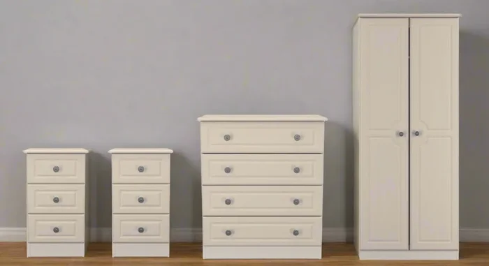 Pembroke Wardrobe, 3 Drawer Bedsides & 4 Drawer Chest