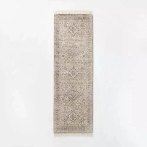 Pine Brook Diamond Persian Style Runner Rug Gray