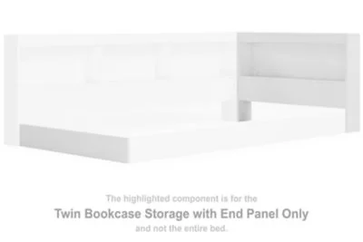 Piperton – White – T Bookcase Storage w/End Panel