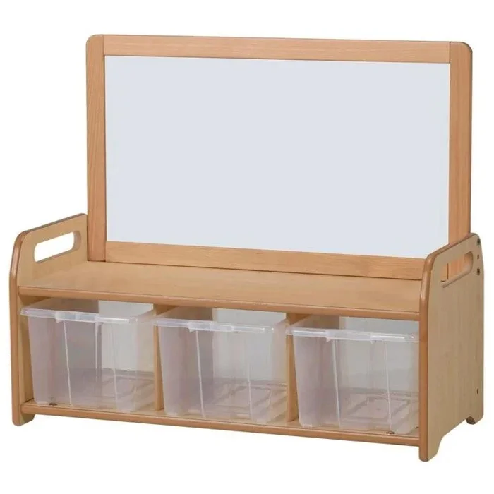 Playscapes Static Low Level Storage Unit & Magnetic Panel – 3 x Plastic Trays