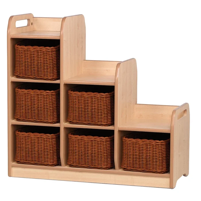 Playscapes Stepped Storage – Left Hand – Wicker Baskets