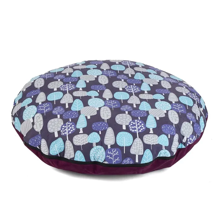Plum Round Floor Cushion – Trees