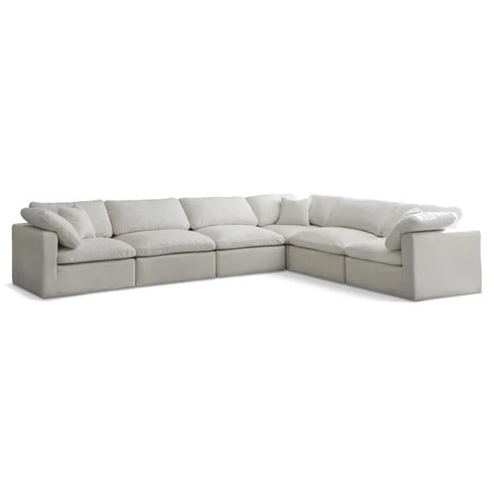 Plush – 6 Piece Modular Corner Sectional – Cream