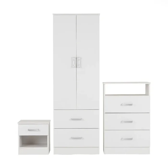 Polar 2 Door 2 Drawer Wardrobe 3 Piece Bedroom Set