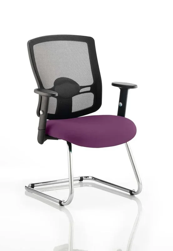 Portland Mesh Back Cantilever Visitor Chair With Arms – Bespoke Fabric