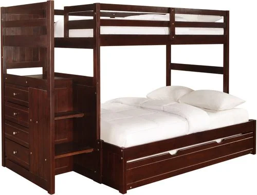 Powell Ranch Cappuccino Chest End Step Twin / Full Bunk Bed with Twin Trundle