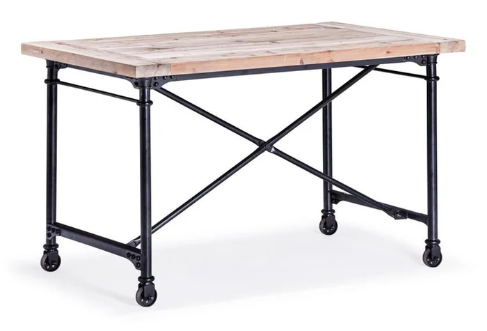 Presidio Heights Office Desk, Brown Metal Wood