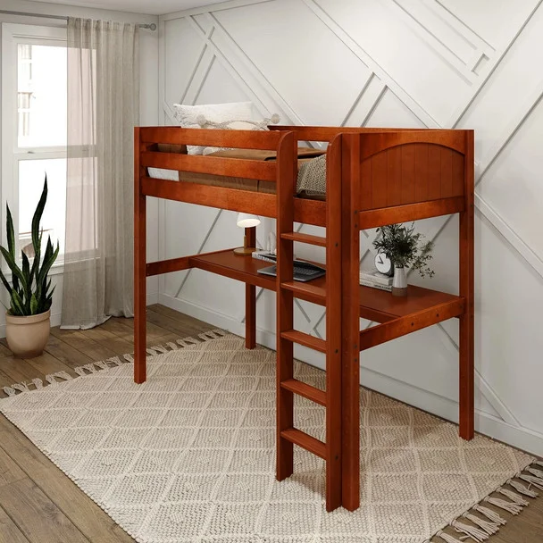 Previn Chestnut Loft Bed with Desk