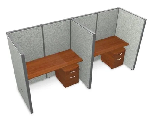 Privacy Cubicle Panel Station, 1X2 Layout, 63″H, 60″W, Vinyl Panels – OFM – T1X2-6360-V