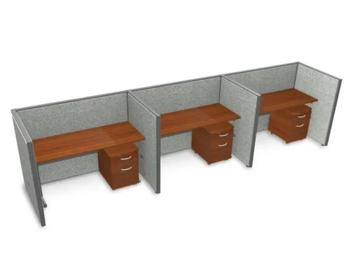 Privacy Cubicle Panel Station, 1X3 Layout, 47″H, 60″W, Vinyl Panels – OFM – T1X3-4760-V