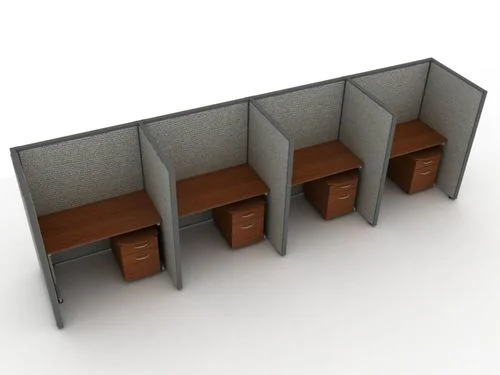 Privacy Cubicle Panel Station, 1X4 Layout, 63″H, 48″W, Vinyl Panels – OFM – T1X4-6348-V