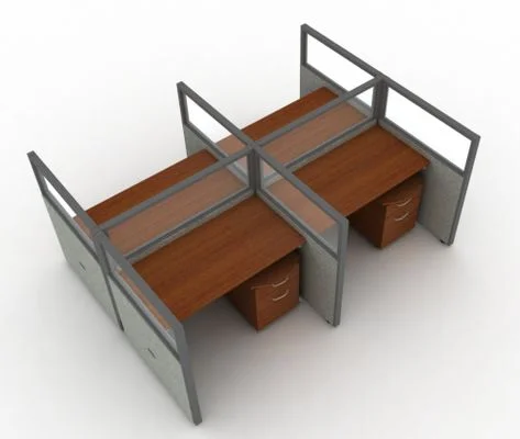 Privacy Cubicle Panel Station, 2X2 Layout, 47″H, 48″W, Polycarbonate Panel Tops – OFM – T2X2-4748-P
