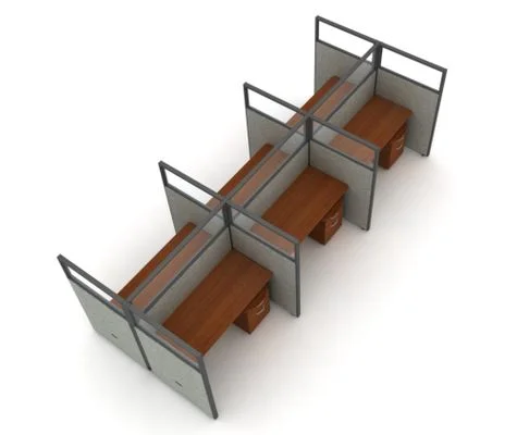 Privacy Cubicle Panel Station, 2X3 Layout, 63″H, 60″W, Polycarbonate Panel Tops – OFM – T2X3-6360-P