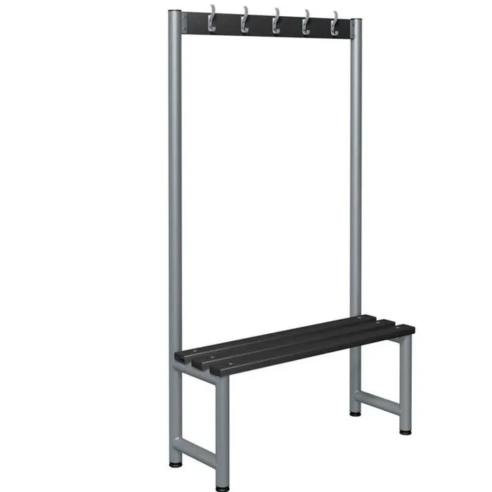 Probe – Single Bench With Coat Hooks – Black Polymer Slates