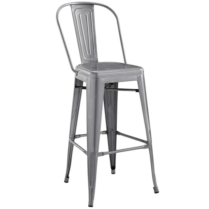 Promenade Bar Side Stool, Metal Steel, Silver 13698