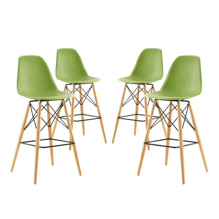 Pyramid Dining Side Bar Stool Set of 4, Green, Plastic 11273
