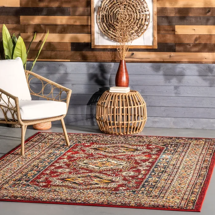 Randy Transitional Medieval Red Indoor/Outdoor Area Rug