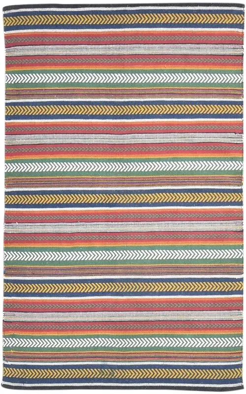 Reeba 4′ X 6′ Rug Wool Red Tribal Dhurrie Southwestern Striped