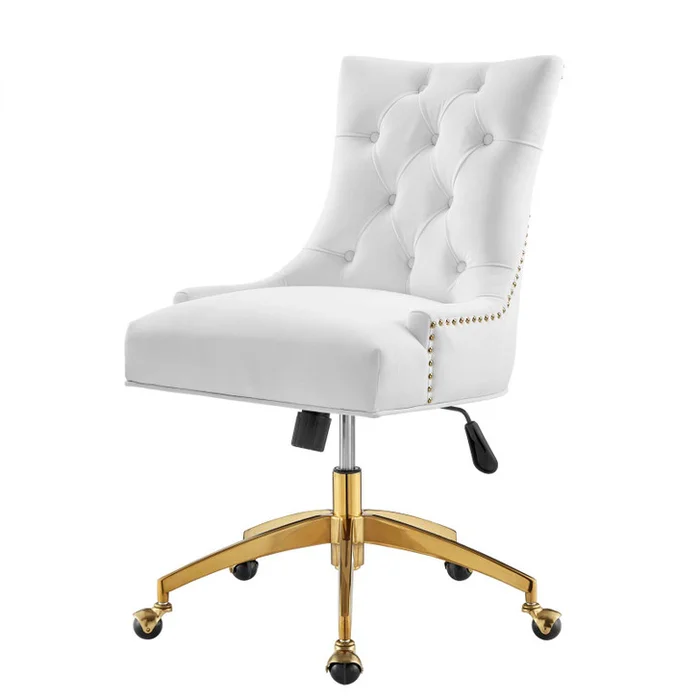 Regent Tufted Performance Velvet Office Chair, Velvet, Gold White, 20261