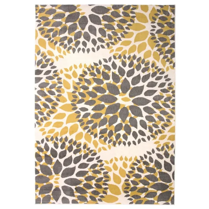 Regner Floral Machine Woven Area Rug in Yellow, Rectangle 3’1″ x 5′