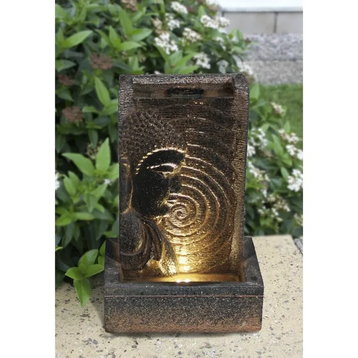 Resin Buddha Fountain with Light – #8431T