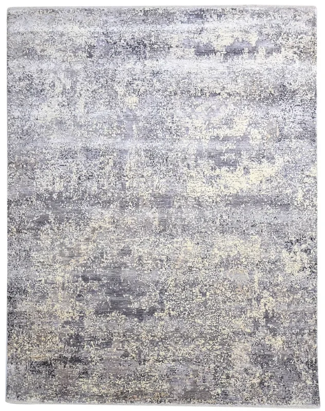 Ricky 8′ X 10′ Rug Silk Dark Grey Modern Hand Knotted Indian Abstract