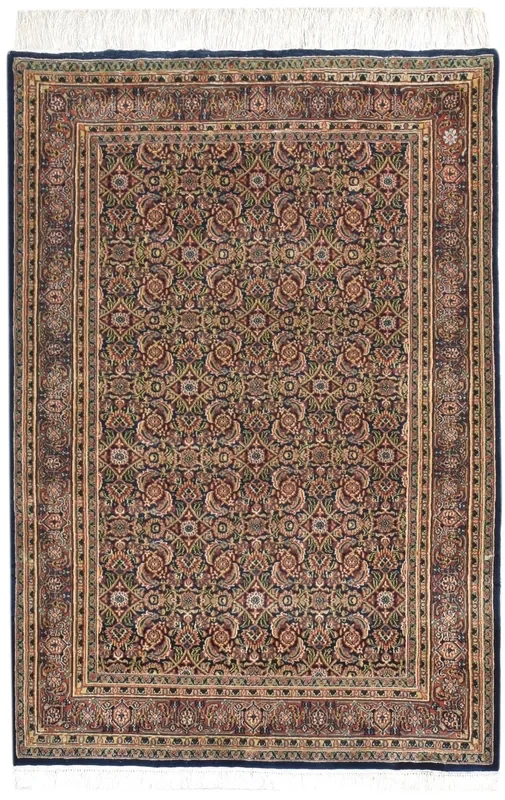 Riki 4′ X 6′ Rug Wool Navy Blue Persian Hand Knotted Bijar Oriental