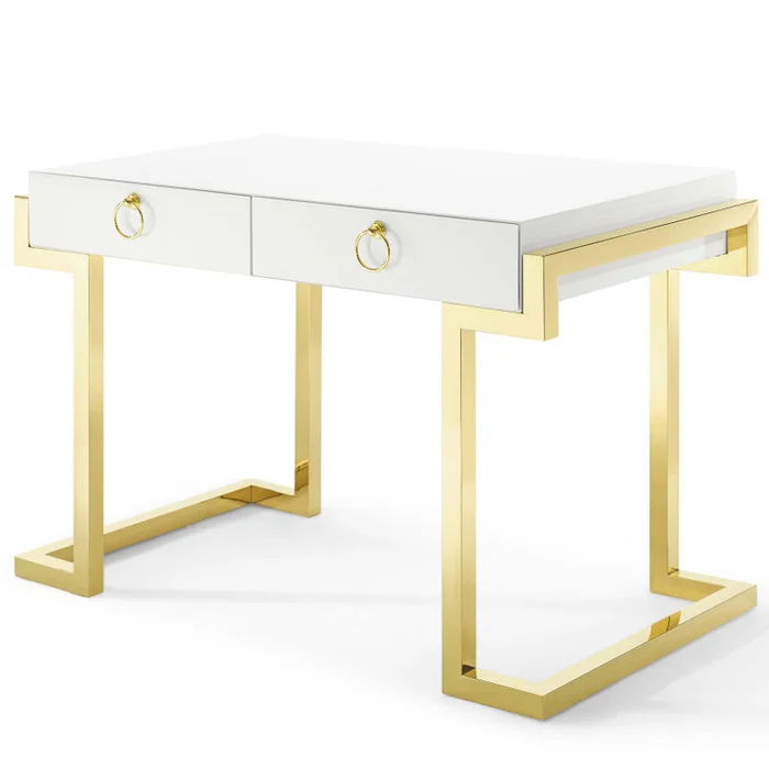 Ring Office Desk, Wood, Metal Steel, Gold White, 18620