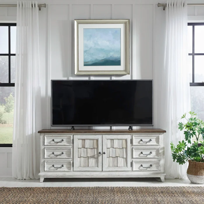 River Place – 75″ Entertainment Console – White