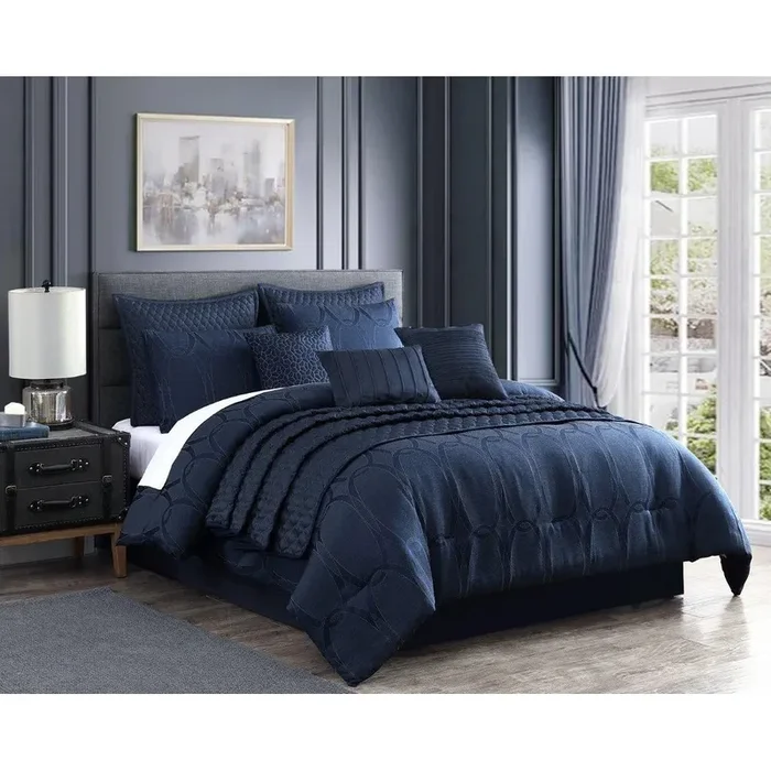 Riverbrook Home Destiny 10 Piece Comforter Set – Blue – Queen