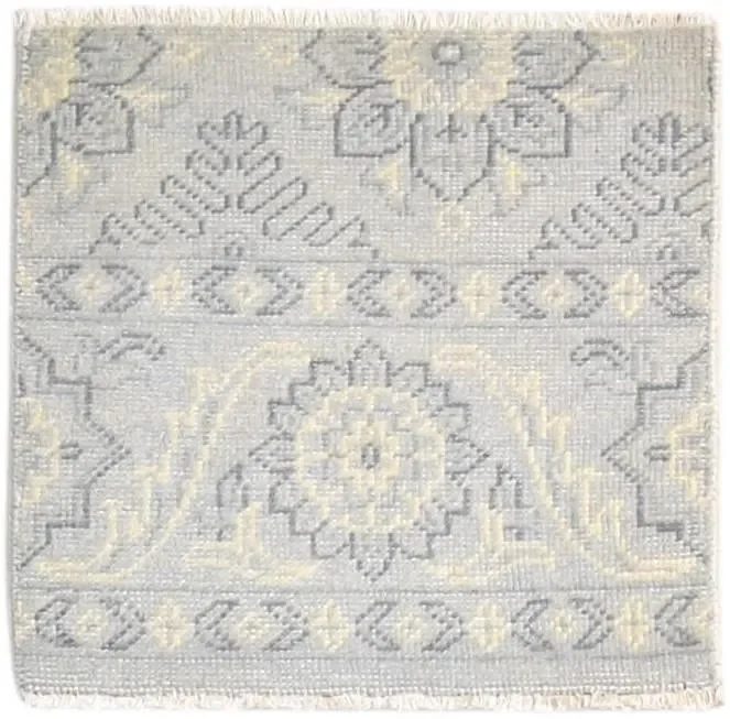 Rivi Hand Knotted Grey Wool Rug 2′ X 2′ Persian Oushak Oriental