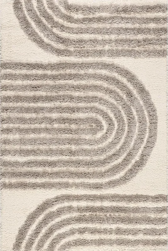 Rose Geometric 4′ x 6′ Shag Area Rug, Beige