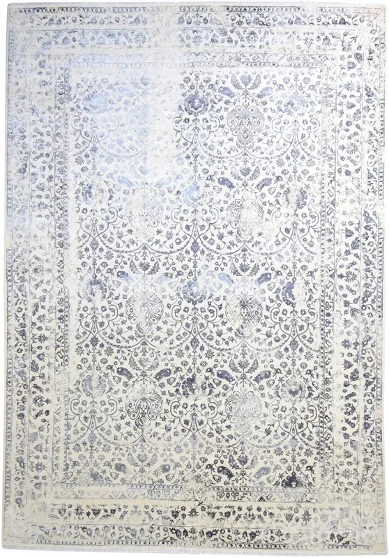 Rosemonde Grey Wool Rug 10X14 Persien Hand Knotted Sarouk-Indian Oriental