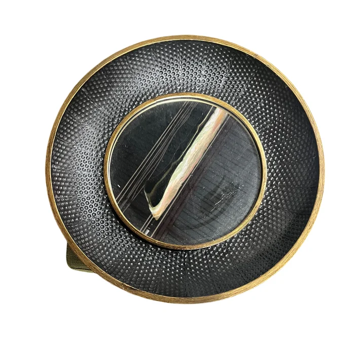 Round Faux Hammered Metal Framed Mirror – Open Box