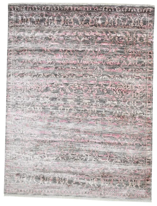 Rozele Silk Pink Rug 8′ X 10′ Modern Hand Knotted Bohemian Oriental
