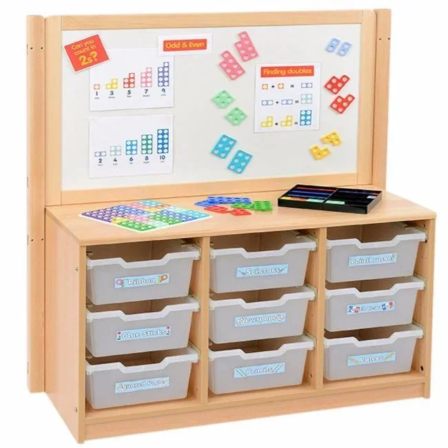 Rs Static Tray Storage Unit – 9 Deep Trays + Dry Wipe Backboard