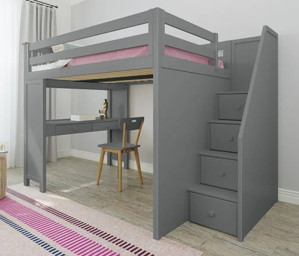 Rylan Gray Full Size Loft Bed with Desk