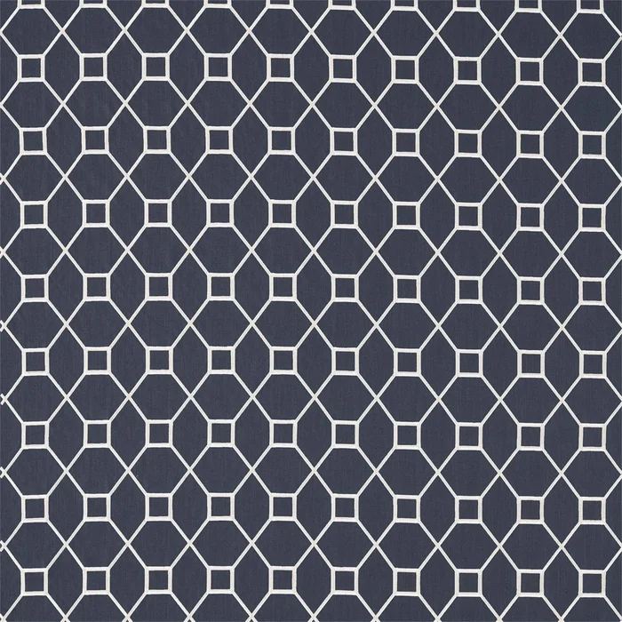 SANDERSON Baroque Trellis Fabric Geometric Indigo – DART236356
