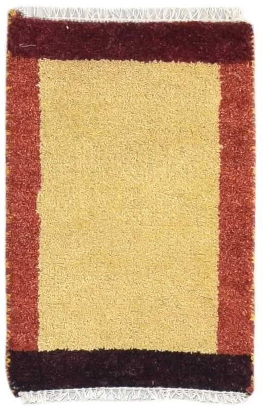 Sandhana Hand Knotted Gold Wool Rug 1′ X 2′ Tribal Gabbeh Southwestern
