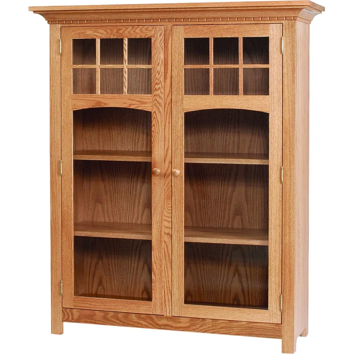 Santa Fe Amish-Made Traditional Bookcase with Mullioned Glass Doors