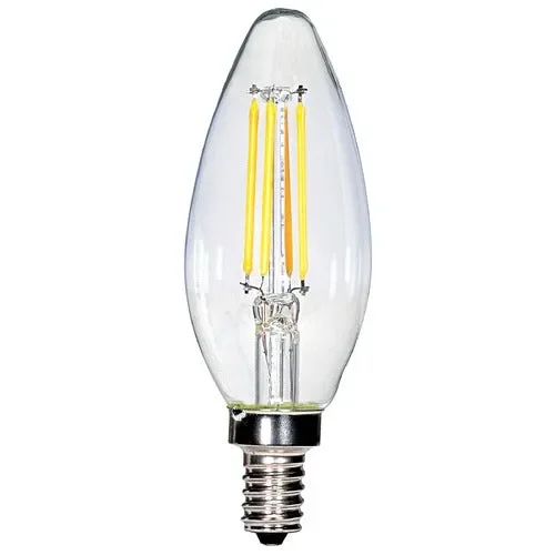 Satco 4 Watt C11 LED Clear Candelabra Base 2700K 350 Lumens 120 Volt Carded Dimmable (SET OF 6) (2 BOXES)