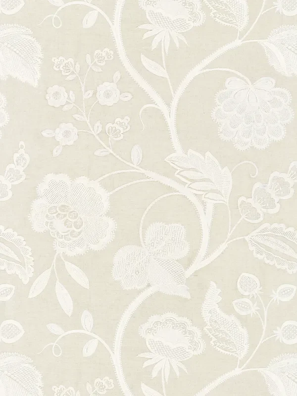 Scalamandre SC 000127151 FLAX KENSINGTON EMBROIDERY Fabric