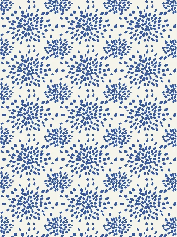 Scalamandre WHN0008P1020D BLUE ON WHITE FIREWORKS WALLPAPER