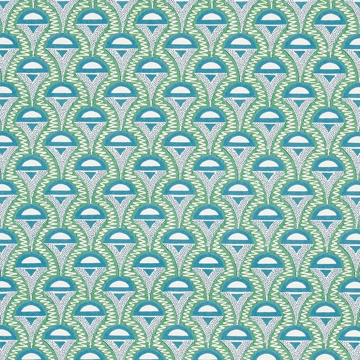Schumacher Abelino Green & Peacock Fabric