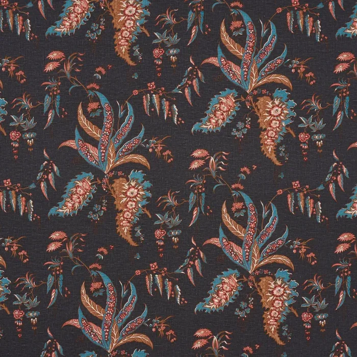 Schumacher Apolline Botanical Rouge & Noir Fabric
