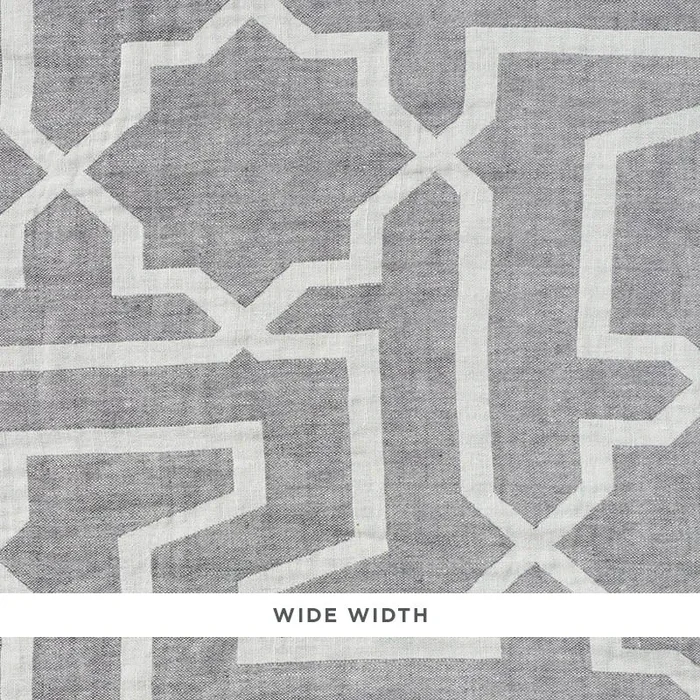 Schumacher Arabesque Maze Sheer Grey Fabric