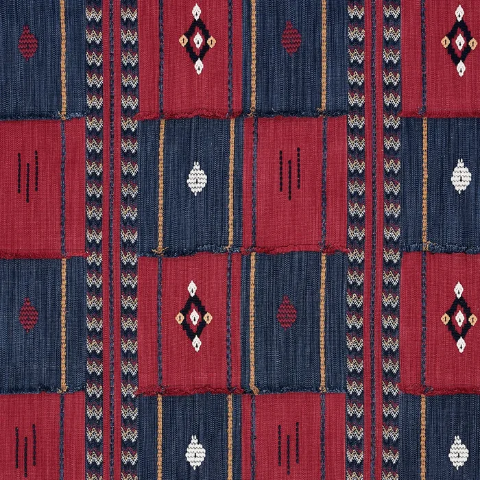 Schumacher Aravali Patchwork Cerise And Ink Fabric